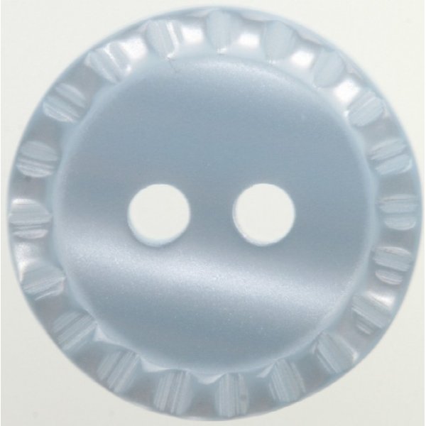 Knopf Rund 2-Loch 11 mm 8 Stck - Blau gerippt