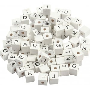 Buchstabenperlen - weiß - 8x8 mm - 96 Stk Buchstabenperlen - weiß - 8x8 mm - 96 Stk