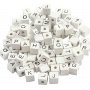 Buchstabenperlen - wei - 8x8 mm - 96 Stk