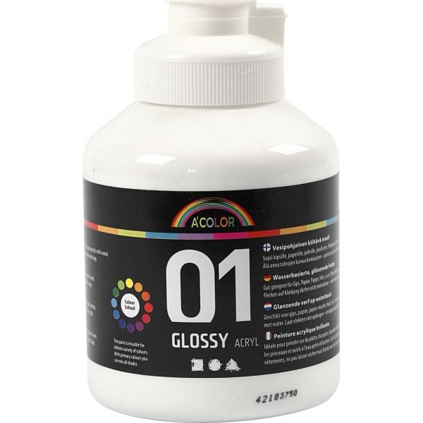 Schulfarbe - Acryl - wei - glnzend - 500 ml