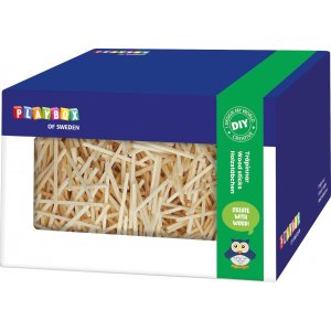 Holzstäbchen in einer Kiste Holzstäbchen in einer Kiste
