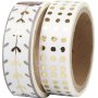 Washi Tape - Gold/Wei - Herzen und Punkte - Folie
