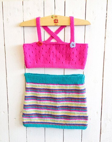 Strickmuster - Kinderset - Strickjacke, Rock und Mtze