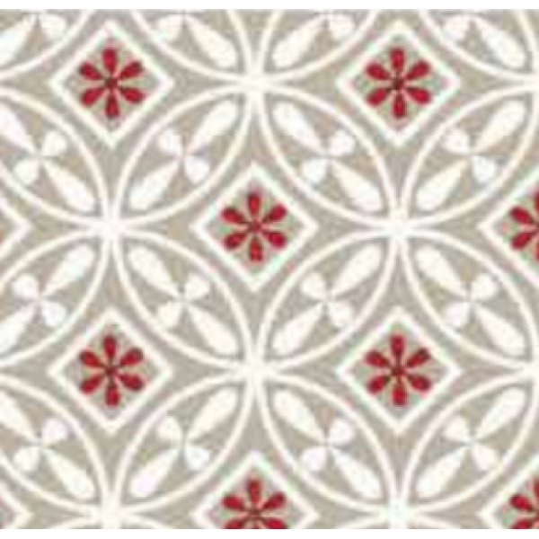 Wachstuch Eleganz Marokkanische Fliese grau/rot