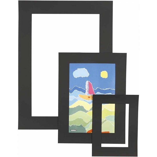 Passepartoutrahmen - schwarz - A3, A4, A5 - 75 Stk