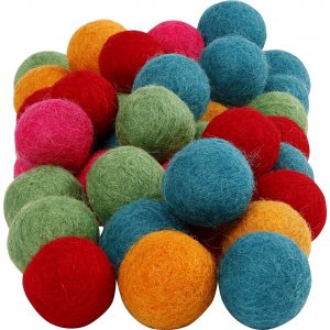 Wollperlen - kräftige Farben - 64 Stk Wollperlen - kräftige Farben - 64 Stk
