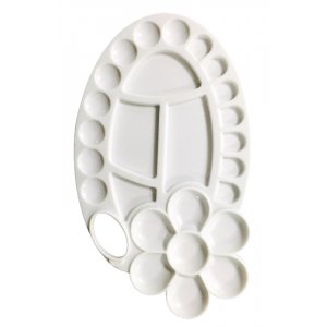 Kunststoffpalette - oval mit Blume, 16 x 29 cm Kunststoffpalette - oval mit Blume, 16 x 29 cm