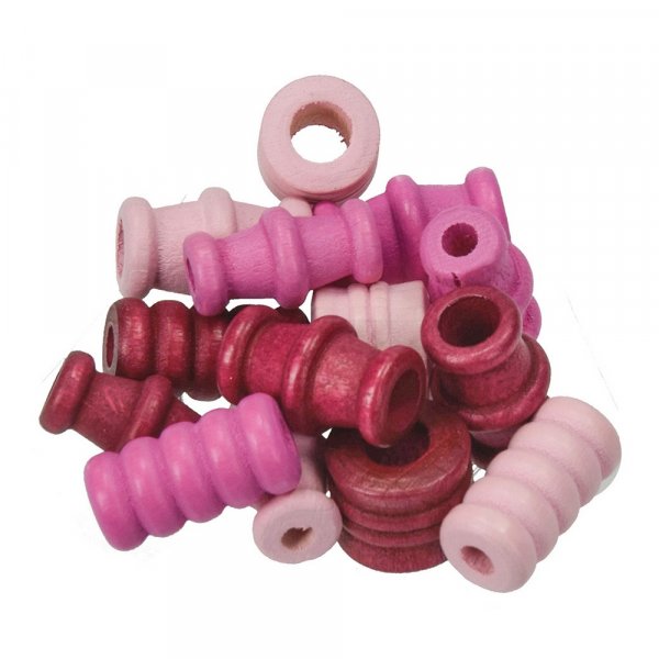 Holzperlen - rosa Mix 28 Stk. Farb-Form-Mix
