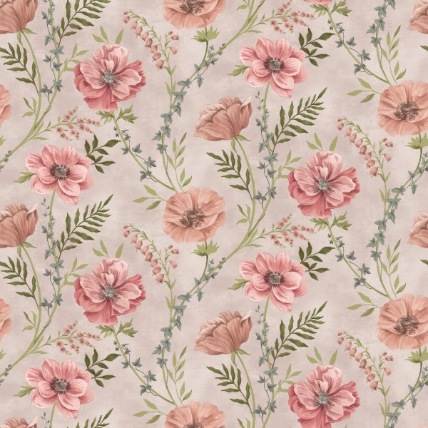 Plane PVC Blumen - Beige/Rosa