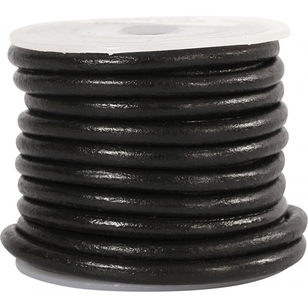 Lederband - Schwarz - 4 mm - 5 m