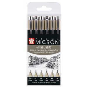 Fineliners Pigma Micron Archival Resistance - 6 Stifte Fineliners Pigma Micron Archival Resistance - 6 Stifte