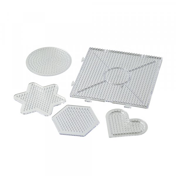 Set Perlenfliesen in verschiedenen Formen 8,5x7,5 cm / 15x15 cm - 5 transparente Teile