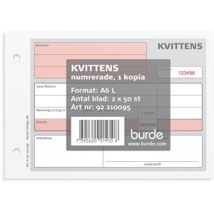Quittung - A6L mit 1 nummerierter Kopie Quittung - A6L mit 1 nummerierter Kopie