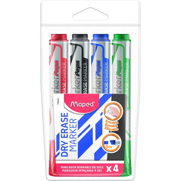 Whiteboard-Stiftset - Maped - Meiel 1-5 mm, 4er-Pack