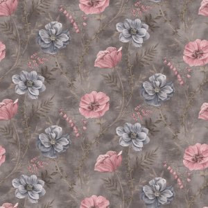 Plane PVC Blumen - Grau/Rosa