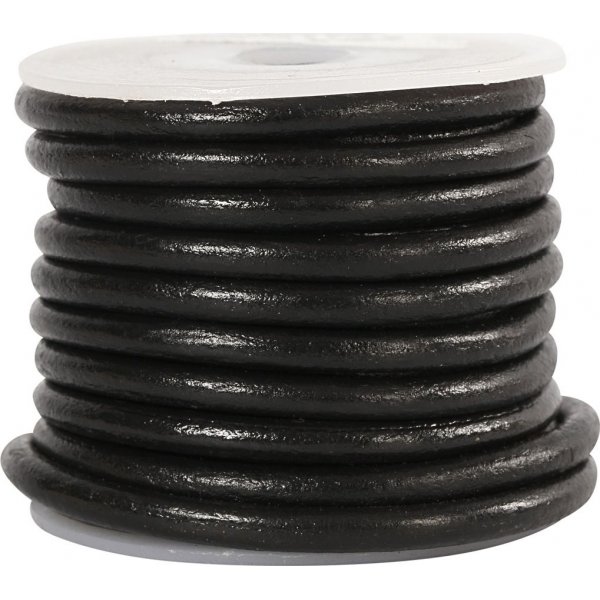 Lederband - Schwarz - 4 mm - 5 m