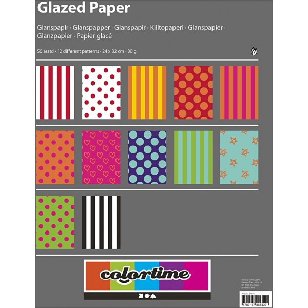 Glanzpapier - gemischte Farben - gemustert - 50 Blatt Glanzpapier - gemischte Farben - gemustert - 50 Blatt