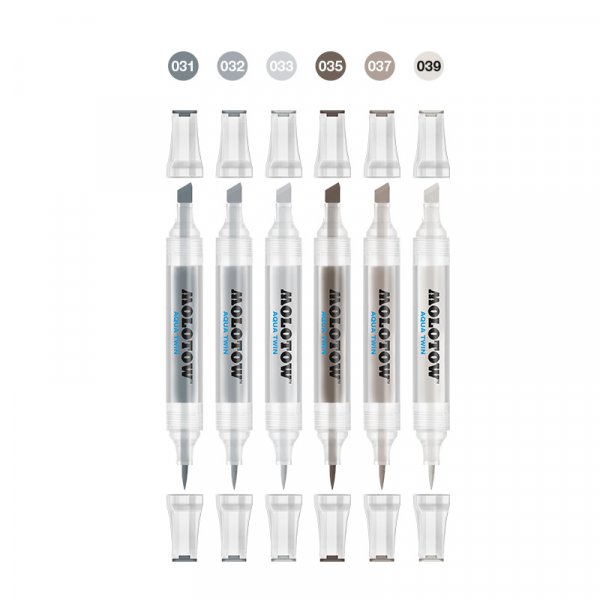 Aquarellmarker-Set Aqua Twin 6 Stifte - Grau II