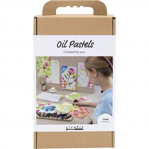 DIY-Set Ölpastellblumen, gemischte Farben, 8 Motive DIY-Set Ölpastellblumen, gemischte Farben, 8 Motive