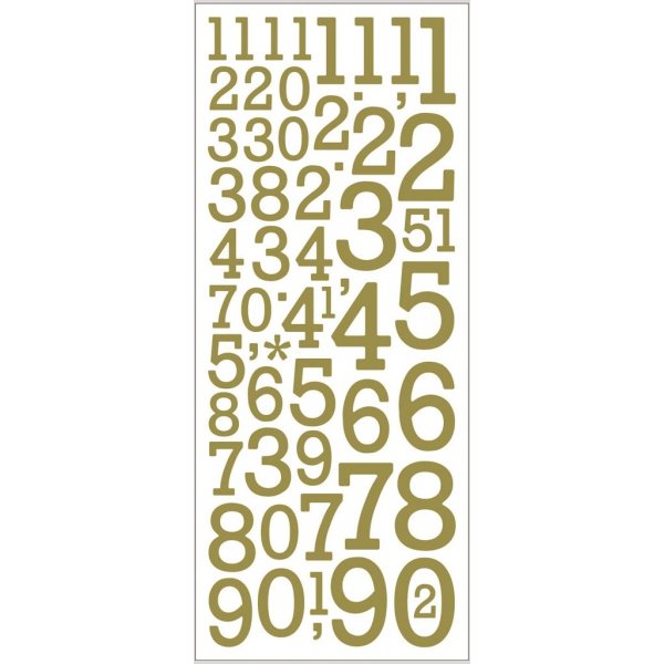 Glitzeraufkleber - Gold - Zahlen - 2 Bgen