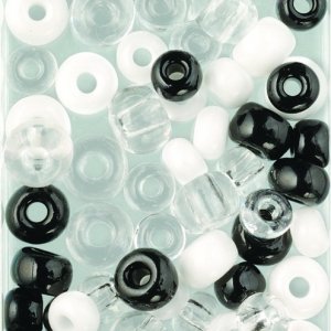 Rocailleperlen Mix 5 - 8 mm / in 1,2 - 3 mm - Schwarz-Weiß-Mix - gemischte Farben Rocailleperlen Mix 5 - 8 mm / in 1,2 - 3 mm - Schwarz-Weiß-Mix - gemischte Farben