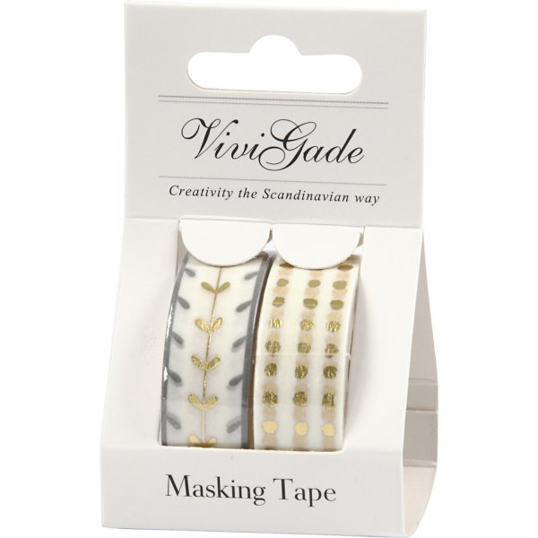 Washi Tape - Gold/Wei - Herzen und Punkte - Folie