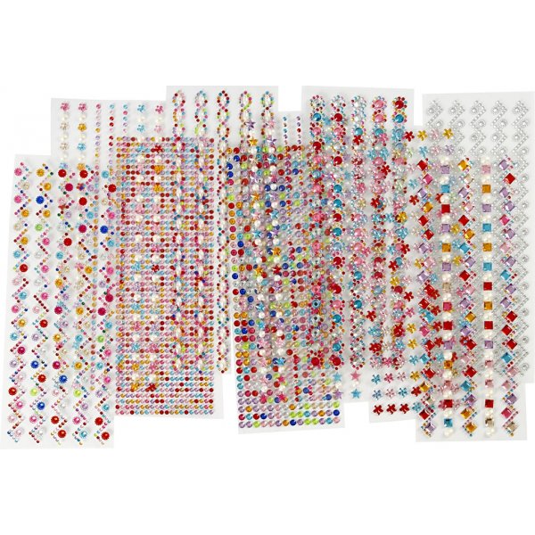 Strasssteine - 2-10 mm - 27 x 9 cm, 12 Blatt, Inhalt kann variieren