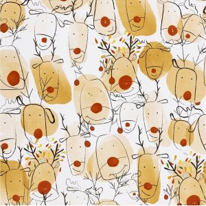 Geschenkpapier - Beige - Rot - Rentier - 100 m Geschenkpapier - Beige - Rot - Rentier - 100 m