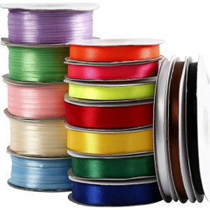 Satinband - Sortiment - gemischte Farben - 15 Rollen Satinband - Sortiment - gemischte Farben - 15 Rollen