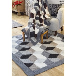 Strickanleitung - Wollteppich 3D-Würfel Strickanleitung - Wollteppich 3D-Würfel
