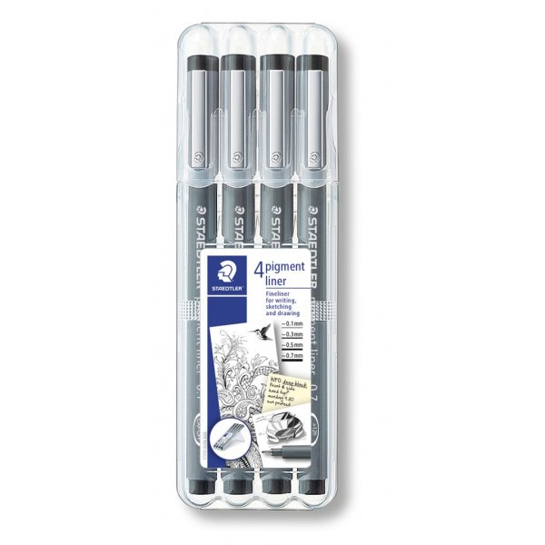Pigmentliner Schwarz - 4 Stifte