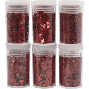 Glitzer und Pailletten - Rot - 6 x 5 g Glitzer und Pailletten - Rot - 6 x 5 g