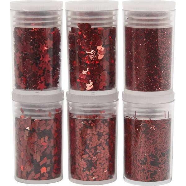 Glitzer und Pailletten - Rot - 6 x 5 g