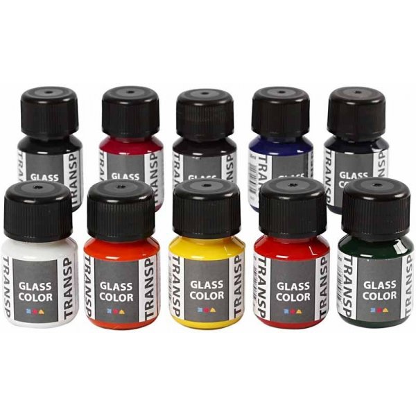 Glasfarbe transparent - Mischfarben - 10 x 30 ml