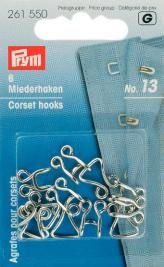 Korsettk�fig Messing Nr. 13, gro� silberfarben, 6 Stk