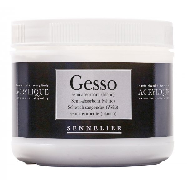 Acrylmedium Sennelier 500 ml - halbabsorbierendes Gesso (wei)