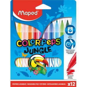 Faserstift-Set - Maped - Color'Peps "Long Life" 12 waschbare Stifte mit Dschungelmotiv Faserstift-Set - Maped - Color'Peps "Long Life" 12 waschbare Stifte mit Dschungelmotiv