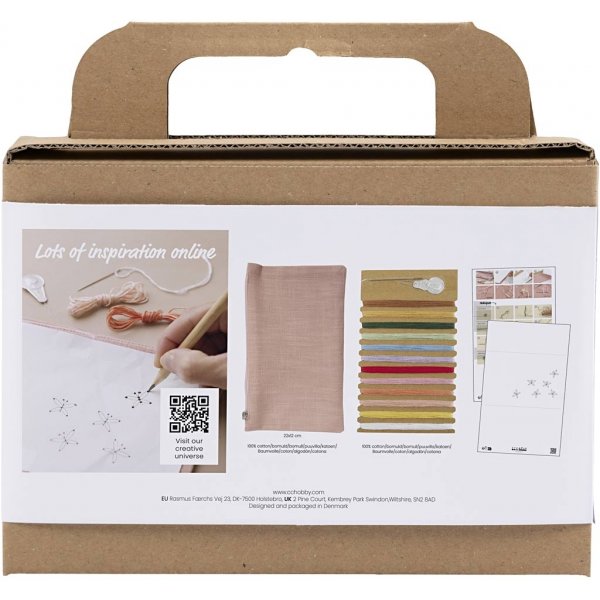 Mini DIY Kit Stickerei - staubige Rose - Umschlagtasche