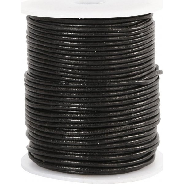 Lederband - Schwarz - 2 mm - 50 m