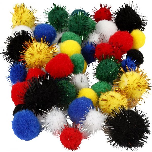 Pompons - gemischte Farben - 48 Stk