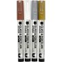 Glas- und Porzellanmarker - Braun - Gold - Silber - Wei - halbopak - 1-2 mm - 4 Stk