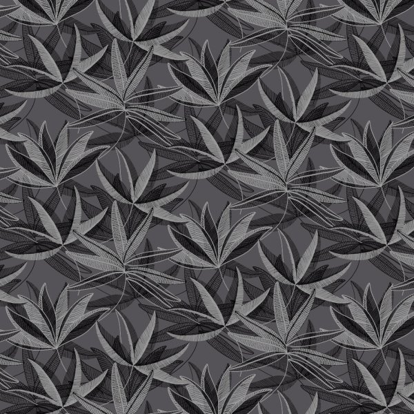 Wachstuch PVC-Bltter - Schwarz