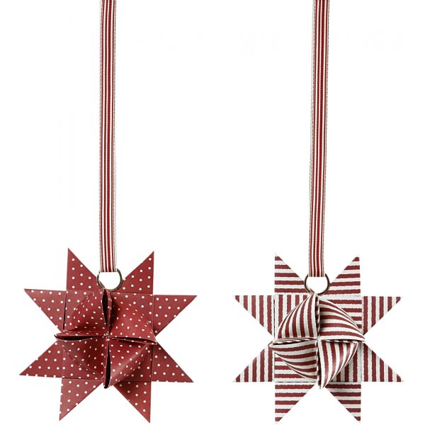 Sternstreifen - rot - wei - 6,5+11,5 cm - 60 Streifen