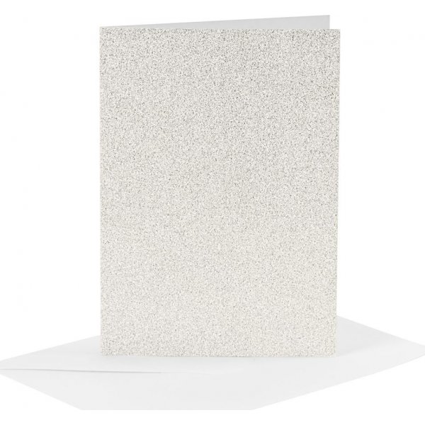 Karten und Umschlge - Wei - Glitzer - 11,5 x 16,5 cm - 4 Sets