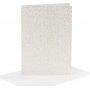 Karten und Umschlge - Wei - Glitzer - 11,5 x 16,5 cm - 4 Sets