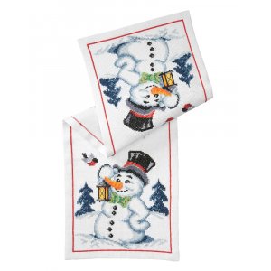 Stickset Läufer - Schneemann mit Laterne Stickset Läufer - Schneemann mit Laterne
