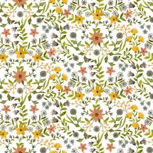 Wachstuch mit Blatt- und Blumenmotiv - Terrakotta Wachstuch mit Blatt- und Blumenmotiv - Terrakotta