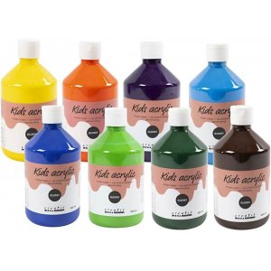 Acrylfarbe für Kinder glänzend - 8x500 ml Acrylfarbe für Kinder glänzend - 8x500 ml