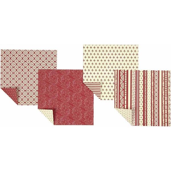 Origamipapier - rot/wei - 15 x 15 cm - 50 Blatt