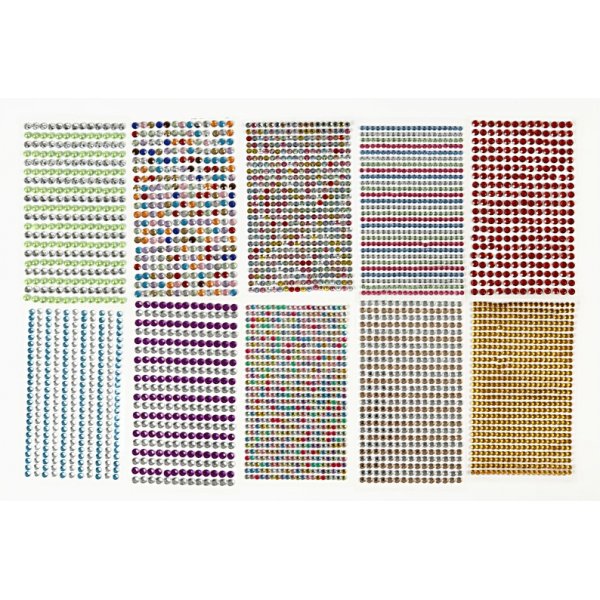 Strassaufkleber - gemischte Farben - 10 Blatt